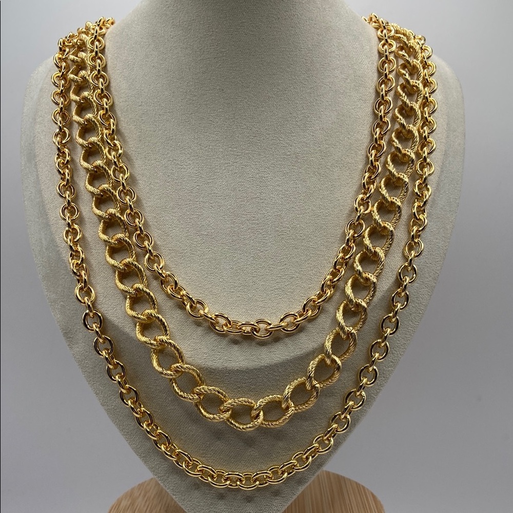 Bellezza Bronze 3 Row Multi Link Necklace 18 1/2”L With 2”L Extender